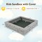 Outdoor 2-in-1 Kids Sandbox with HDPE Frame, Cover, and Adjustable Liner